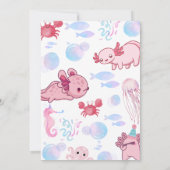 Invitation Joli enfant sous l'eau Axolotl Pink Fun Anniversai (Dos)