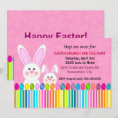 Invitation Joli et coloré lapin de Pâques (Devant / Derrière)