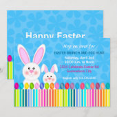 Invitation Joli et coloré lapin de Pâques (Devant / Derrière)
