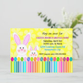 Invitation Joli et coloré lapin de Pâques (Debout devant)