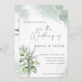 Invitation Joli Eucalyptus Feuille Monogramme Mariage de verd (Devant / Derrière)