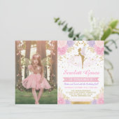 Invitation Joli Fairy Blush rose violet Roses or Anniversaire (Debout devant)