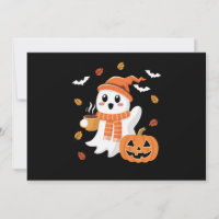 Joli fantôme buvant un café glacé Halloween