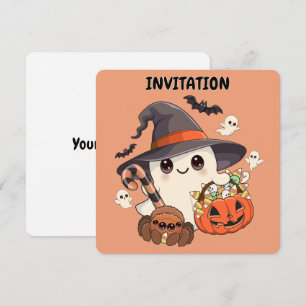 Invitation Joli fantôme de Halloween de style Kawaii