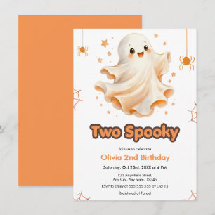 Invitation Joli fantôme Deux Halloween effrayant Anniversaire
