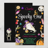 Invitation Joli Fantôme d'Halloween pour le 1er Anniversaire  (Devant / Derrière)