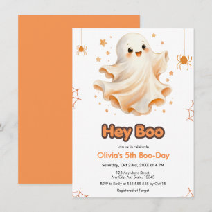 Invitation Joli Fantôme Effrayant Hé Boo Anniversaire Hallowe