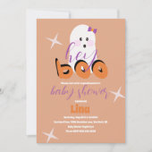 Invitation Joli fantôme Halloween Baby Shower Script rétro  (Devant)