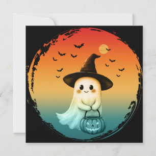 Invitation joli fantôme halloween citrouille automne saison a