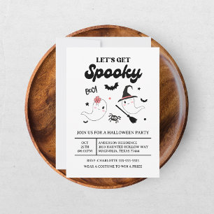 Invitation Joli Fantôme Spooky Halloween Fille Rose