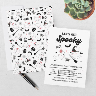 Invitation Joli Fantôme Spooky Halloween Fille Rose