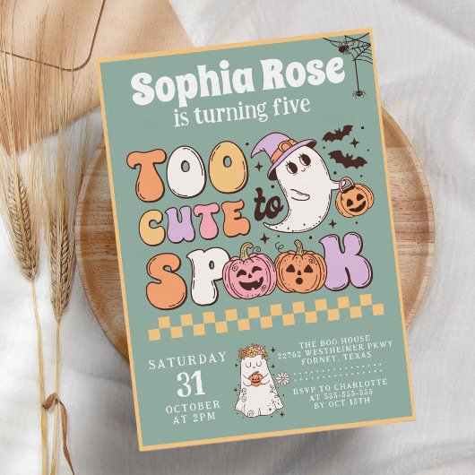 Invitation Joli Fantôme Super les années 70 Rétro Halloween A