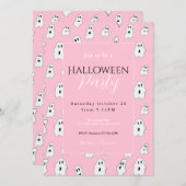 Invitation Joli Fantômes Blancs Rose (Devant / Derrière)