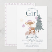 Invitation Joli faon femelle bébé cerf d'hiver (Devant / Derrière)