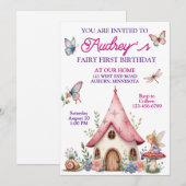 Invitation Joli Fée Premier Anniversaire (Devant / Derrière)