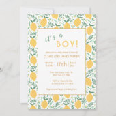 Invitation Joli feuillage de citron jaune | Baby Boy Shower (Devant)