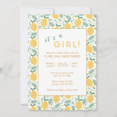 Invitation Joli feuillage de citron jaune | Baby shower fille (Devant)