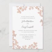 Invitation Joli feuille rose minuscule mariage Whimsical (Devant)