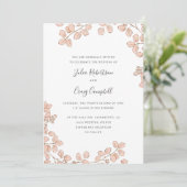 Invitation Joli feuille rose minuscule mariage Whimsical (Debout devant)