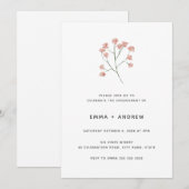 Invitation Joli Fiançailles rose cerisier rose pâle (Devant / Derrière)