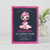 Invitation Joli flamant avec couronne d'anniversaire (Debout devant)