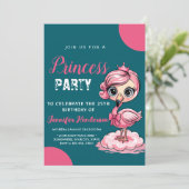 Invitation Joli flamant avec couronne d'anniversaire (Debout devant)