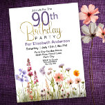 Invitation Joli Fleur sauvage 90e anniversaire<br><div class="desc">Joli Fleur sauvage 90e anniversaire Invitation pour les femmes. Il Est Facile De Modifier L'Exemple De Texte En Cliquant Personnaliser Ce Modèle. Cliquez Sur Modifier Dans L'Outil De Création Pour Modifier Le Type De Police, La Couleur De Police, La Taille De Police, Ou Pour Ajouter/Supprimer/Modifier Le Texte Ou Les Éléments...</div>