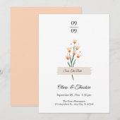Invitation Joli Fleur sauvage Mariage à l'Aquarelle rose tend (Devant / Derrière)