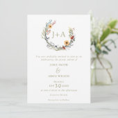 Invitation Joli fleur sauvage mariage des initiales de couron (Debout devant)