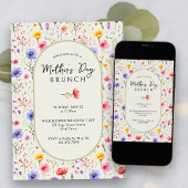 Invitation Joli Fleur sauvage Moderne Oval Fête des Mères Bru