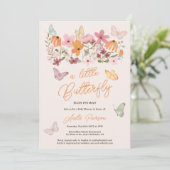 Invitation Joli fleur sauvage petit baby shower papillon (Debout devant)