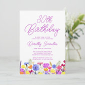 Invitation Joli Fleur sauvage pourpre Adulte 30e anniversaire (Debout devant)
