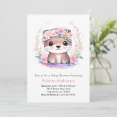 Invitation Joli Fleur sauvage rose Otter Baby shower de fille (Debout devant)