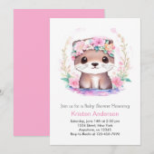 Invitation Joli Fleur sauvage rose Otter Baby shower de fille (Devant / Derrière)