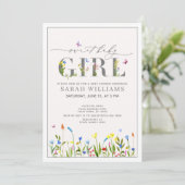 Invitation Joli Fleur sauvage Sweet Baby Girl Script douche (Debout devant)