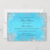 Invitation Joli Flocon de neige bleu argent doux 16 Invitatio (Dos)