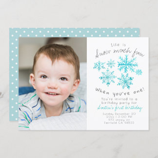 Invitation Joli flocon d'hiver premier anniversaire photo inv