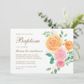 Invitation Joli floral avec Baptême croisé (Debout devant)