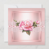 Invitation Joli floral Blush rose Roses dentelle Anniversaire (Dos)