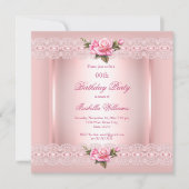 Invitation Joli floral Blush rose Roses dentelle Anniversaire (Devant)