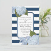 Invitation Joli floral moderne Elégant Marine White Stripe (Debout devant)