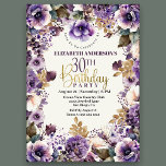 Invitation Joli Floral pourpre 30e anniversaire<br><div class="desc">Plutôt Violet Floral 30ème Anniversaire Invitation Pour Femmes. Il Est Facile De Changer L'Exemple De Texte En Vous Propre En Cliquant Sur Personnaliser. Cliquez Sur Personnaliser/Modifier Avec L'Outil De Conception Pour Modifier Le Type De Police, La Couleur De Police, La Taille De Police Ou Pour Ajouter/Supprimer/Modifier Le Texte Ou Les...</div>