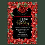 Invitation Joli Flore rouge 100e anniversaire<br><div class="desc">Jolie Red Floral 100e Anniversaire Invitation Pour Femmes. Il Est Facile De Changer L'Exemple De Texte En Vous Propre En Cliquant Sur Personnaliser. Cliquez Sur Personnaliser/Modifier Avec L'Outil De Création Pour Modifier Le Type De Police, La Couleur De Police, La Taille De Police, Ou Pour Ajouter/Supprimer/Modifier Le Texte Ou Les...</div>