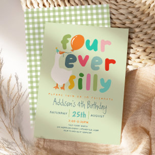 Invitation Joli « Four Ever Silly » Canard de Ferme pour 4ème