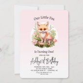 Invitation Joli Fox Script Girl 1er anniversaire (Devant)