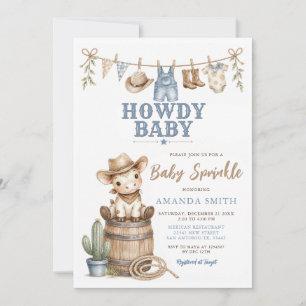 Invitation Joli Garçon Howdy Bébé Cow-Boy Bébé Sprinkle