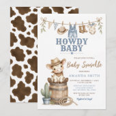 Invitation Joli Garçon Howdy Bébé Cow-Boy Bébé Sprinkle (Devant / Derrière)