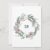 Invitation Joli garçon lapin thème forêt d'hiver aquarelle  (Dos)