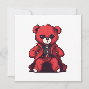 Invitation Joli garçon rouge en peluche