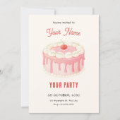 Invitation Joli gâteau cerise (Devant)